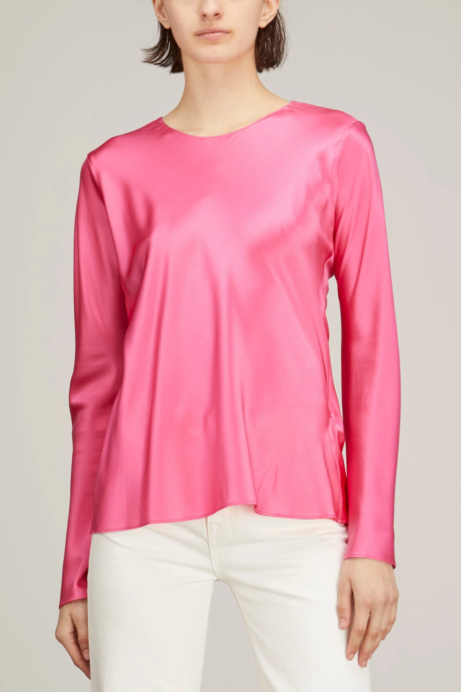 Long Sleeve Silk Blouse In Pink Pepper 5 Long Sleeve Silk Blouse In Pink Pepper - Image 3