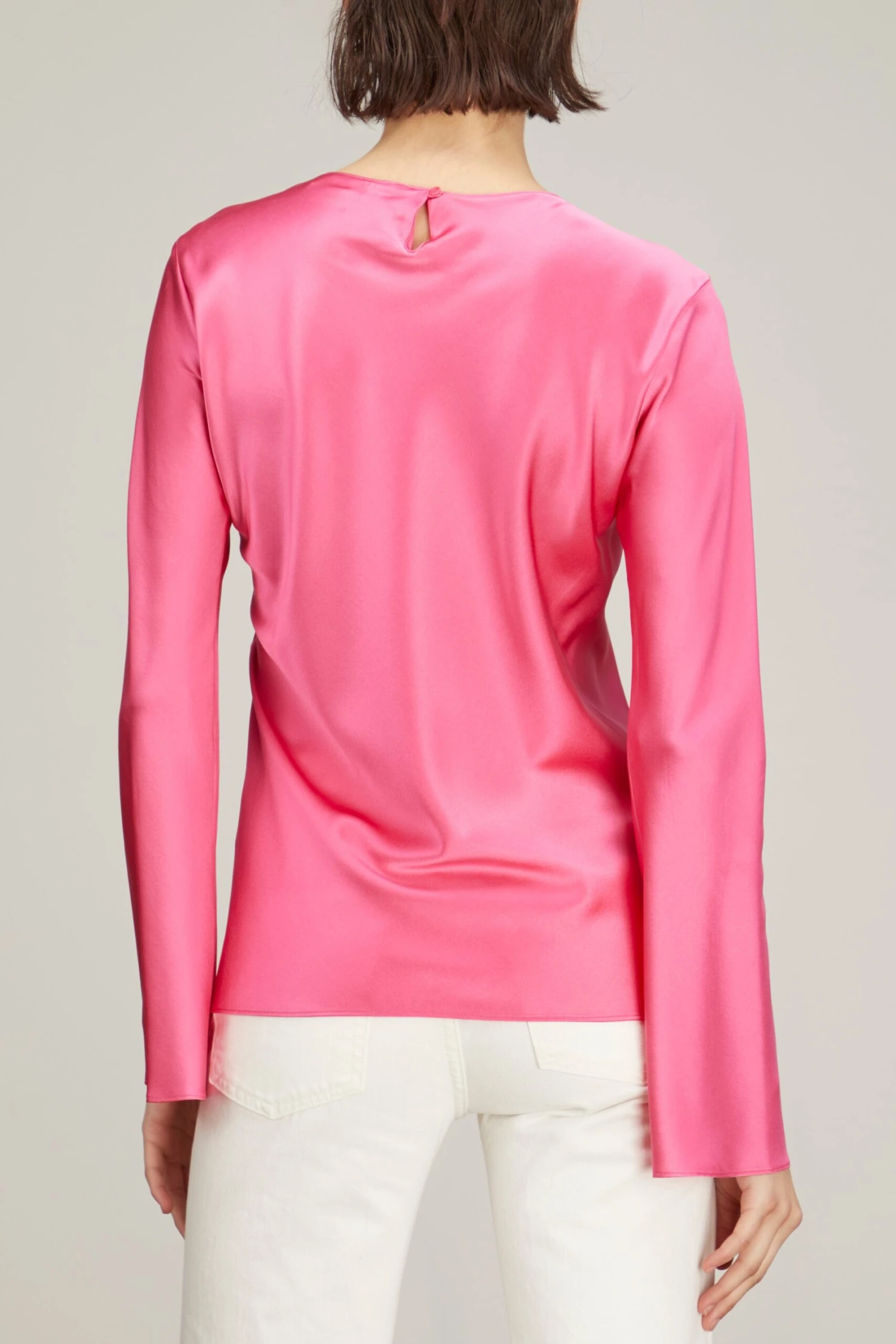 Long Sleeve Silk Blouse In Pink Pepper 6 Long Sleeve Silk Blouse In Pink Pepper - Image 4
