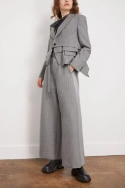 Sacai Chalk Stripe Jacket In Gray -ULLA JOHNSON Shop sacai ChalkStripeJacketinGray 1