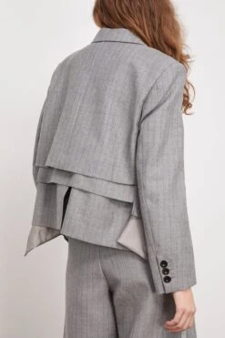 Sacai Chalk Stripe Jacket In Gray -ULLA JOHNSON Shop sacai ChalkStripeJacketinGray 3