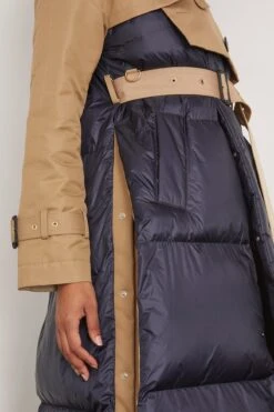 Sacai Cotton Gabardine X Padded Coat In Beige/Navy -ULLA JOHNSON Shop sacai CottonGabardinexPaddedCoatinBeigeNavy 4