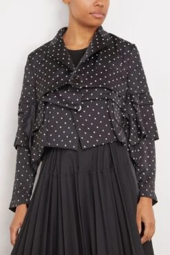 Sacai Polka Dot Flock Print Jacket In Black -ULLA JOHNSON Shop sacai PolkaDotFlockPrintJacketinBlack 2