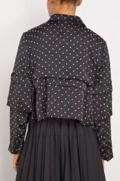 Sacai Polka Dot Flock Print Jacket In Black -ULLA JOHNSON Shop sacai PolkaDotFlockPrintJacketinBlack 3