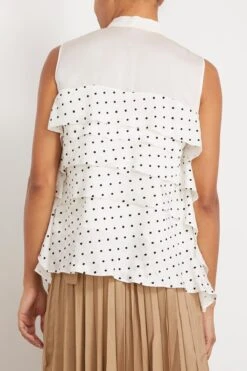 Sacai Polka Dot Flock Print Pullover In Off White -ULLA JOHNSON Shop sacai PolkaDotFlockPrintPulloverinOffWhite 3