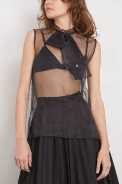 Sacai Silk Organdy Pullover In Black 8 Sacai Silk Organdy Pullover In Black -ULLA JOHNSON Shop sacai SilkOrgandyPulloverinBlack 2