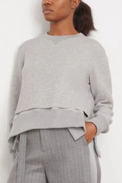 Sacai Sponge Sweat Pullover In Light Gray 8 Sacai Sponge Sweat Pullover In Light Gray -ULLA JOHNSON Shop sacai SpongeSweatPulloverinLightGray 2