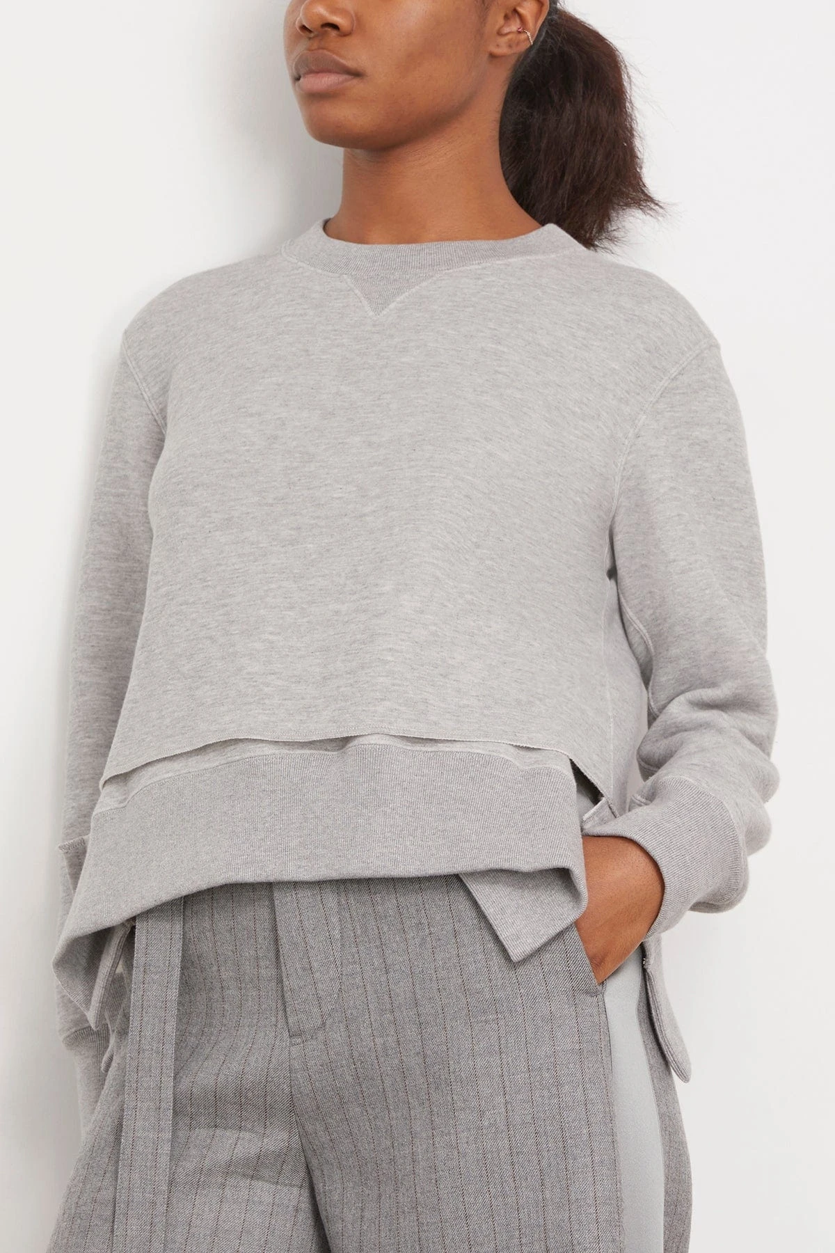 Sacai Sponge Sweat Pullover In Light Gray 5 Sacai Sponge Sweat Pullover In Light Gray - Image 3