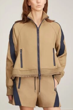 Sacai Technical Jersey Blouson In Beige 8 Sacai Technical Jersey Blouson In Beige -ULLA JOHNSON Shop sacai TechnicalJerseyBlousoninBeige 2