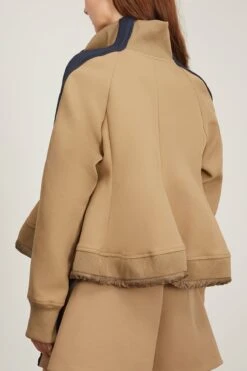 Sacai Technical Jersey Blouson In Beige 9 Sacai Technical Jersey Blouson In Beige -ULLA JOHNSON Shop sacai TechnicalJerseyBlousoninBeige 3