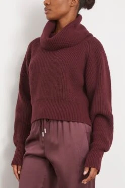 High Neck Sweater In Bordeaux -ULLA JOHNSON Shop sasuphi HighNeckSweaterinBordeaux 2