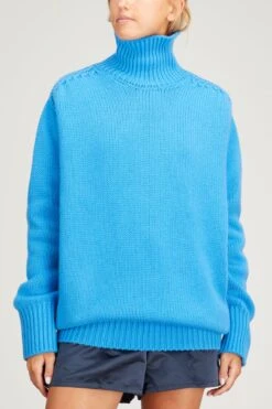 Collo Alto Sweater In Ciano -ULLA JOHNSON Shop sasuphi collo alto dress in ciano 2