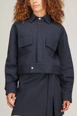 Lorena Jacket In Blu Navy -ULLA JOHNSON Shop sasuphi lorena jacket in blu navy 2