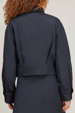Lorena Jacket In Blu Navy -ULLA JOHNSON Shop sasuphi lorena jacket in blu navy 3