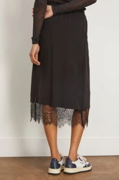 SEA Lorraine Lace Combo Slip Skirt In Black -ULLA JOHNSON Shop sea LorraineLaceComboSlipSkirtinBlack 3