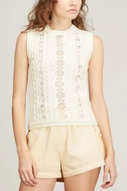 SEA Dentelle Knit Tank Top In Arctic -ULLA JOHNSON Shop sea dentelle knit tank top in arctic 2