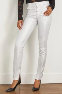 Rae High Rise Ankle Skinny Jean In Silver Foil -ULLA JOHNSON Shop simkhai RaeHighRiseAnkleSkinnyJeaninSilverFoil 2