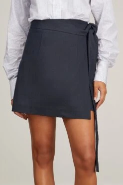 Wrap Skirt In Blu Navy -ULLA JOHNSON Shop ssuphi WrapSkirtinBluNavy 2