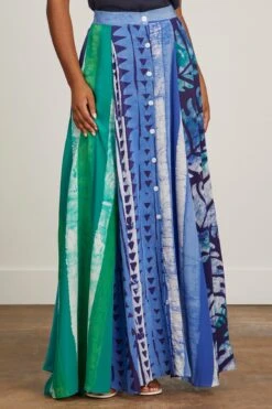 Hand-Batik Mixed Print Silk A-Line Long Skirt In Multicolor 8 Hand-Batik Mixed Print Silk A-Line Long Skirt In Multicolor -ULLA JOHNSON Shop studio189 hand batik mixed print silk aline long skirt in multicolor 2