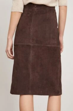 Toteme Paneled Suede Skirt In Chocolate -ULLA JOHNSON Shop toteme PaneledSuedeSkirtinChocolate 3