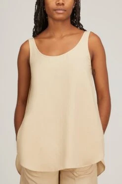 Toteme Lyocell Linen Tank In Overcast Beige 9 Toteme Lyocell Linen Tank In Overcast Beige -ULLA JOHNSON Shop toteme lyocell linen tank in overcast beige 2