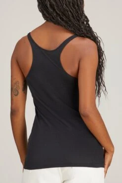 Toteme Scoop Neck Linen Tank Top In Black -ULLA JOHNSON Shop toteme scoop neck linen tank top in black 3