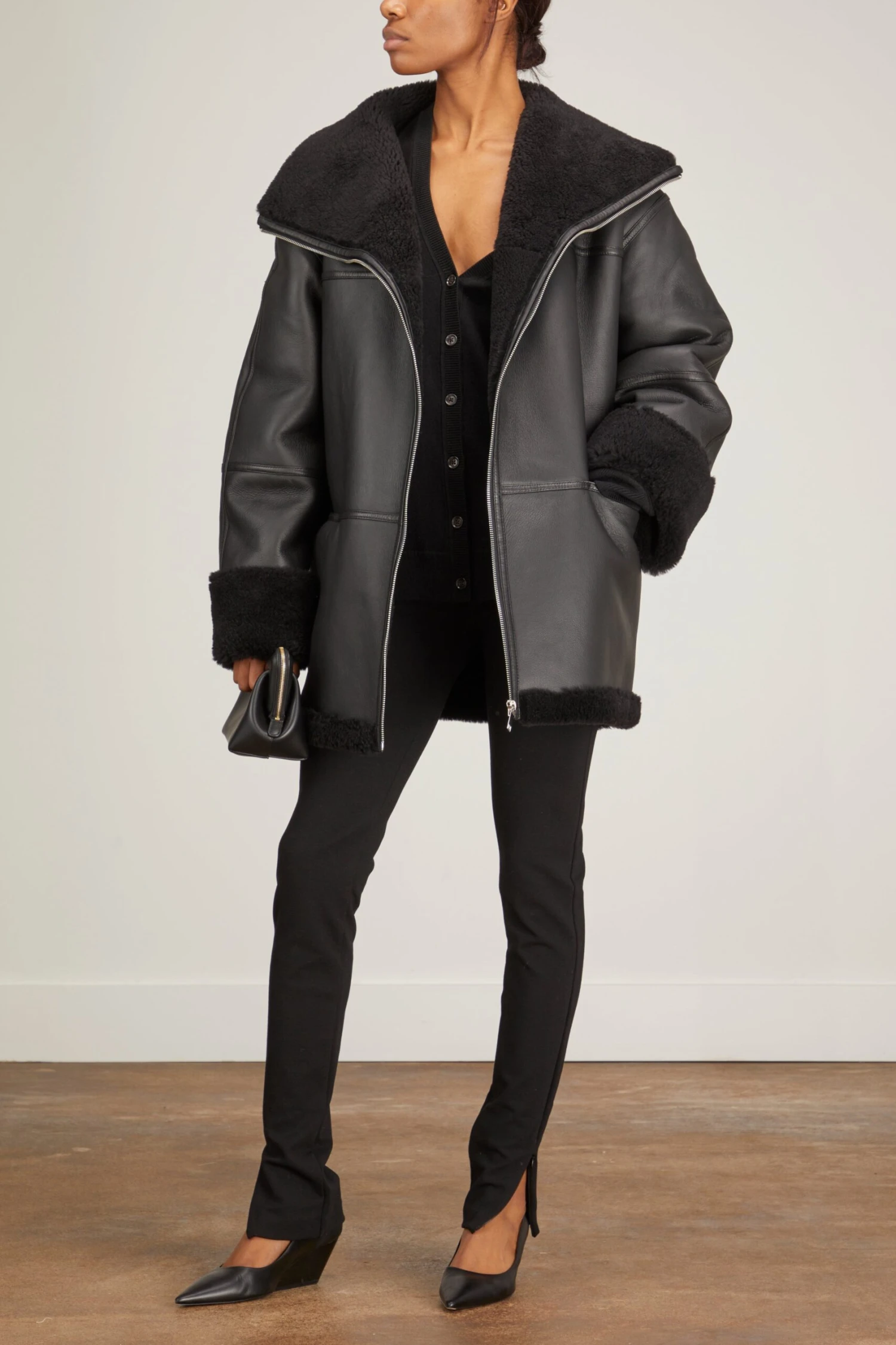 Toteme Signature Shearling Jacket In Black 4 Toteme Signature Shearling Jacket In Black - Image 2