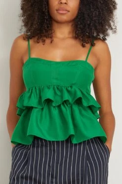 ULLA JOHNSON Amrita Top In Emerald -ULLA JOHNSON Shop ullajohsnon AmritaTopinEmerald 2