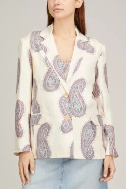 Rowe Blazer In Ivory Paisley 9 Rowe Blazer In Ivory Paisley -ULLA JOHNSON Shop xirena RoweBlazerinIvoryPaisley 2