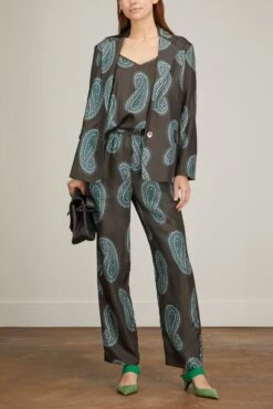 Rowe Blazer In Black Paisley -ULLA JOHNSON Shop xirena rowe blazer in black paisley 1