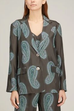 Rowe Blazer In Black Paisley -ULLA JOHNSON Shop xirena rowe blazer in black paisley 2