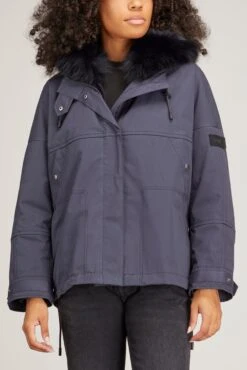 Bachette Jacket In Ink -ULLA JOHNSON Shop yves salomon bachette jacket in ink 2