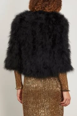 Feathers Jacket In Noir -ULLA JOHNSON Shop yvessalomon FeathersJacketinNoir 3