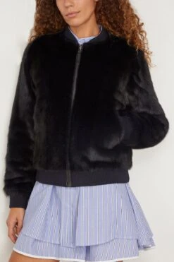 Reversible Technical Jacket With Mink Trim In Dark Blue 9 Reversible Technical Jacket With Mink Trim In Dark Blue -ULLA JOHNSON Shop yvessalomon ReversibleTechnicalJacketwithMinkTriminDarkBlue 2