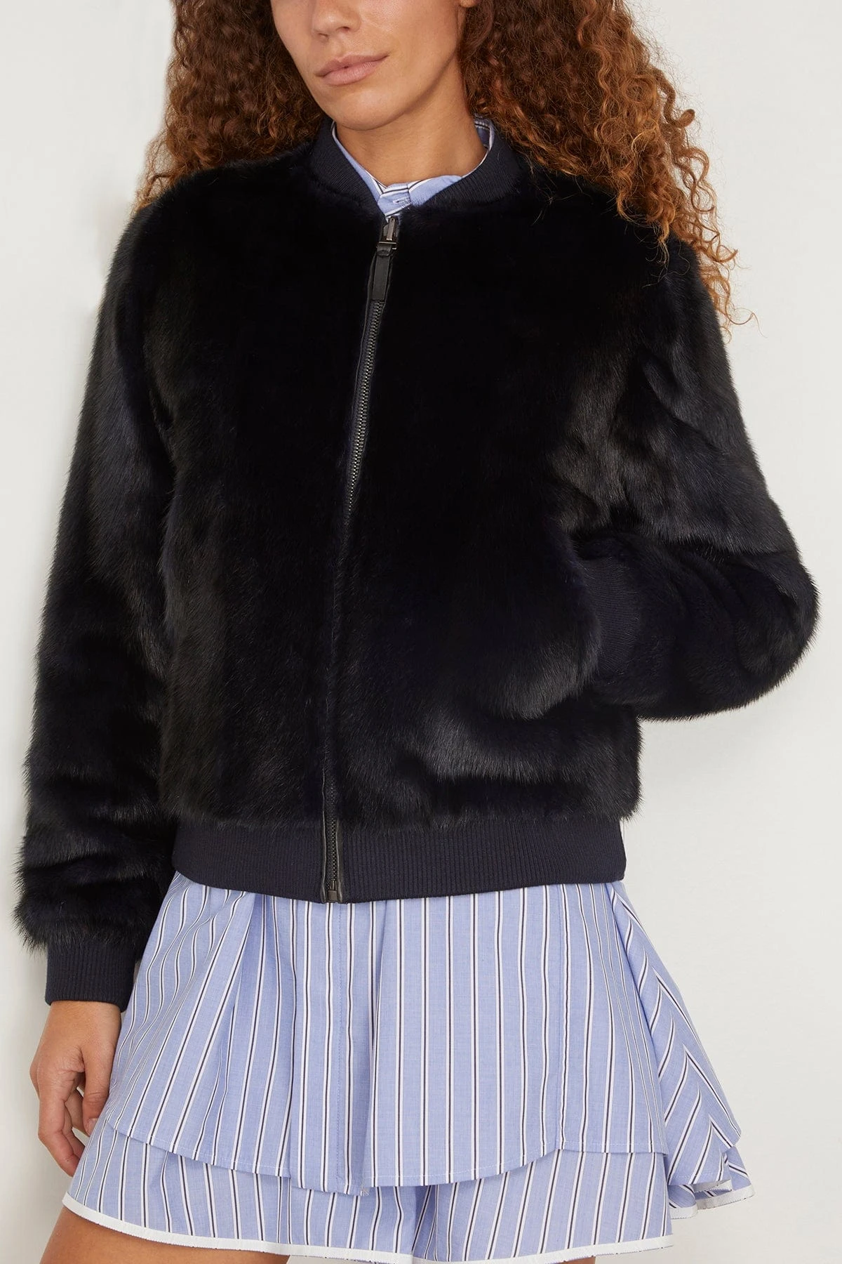 Reversible Technical Jacket With Mink Trim In Dark Blue 5 Reversible Technical Jacket With Mink Trim In Dark Blue - Image 3